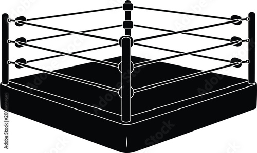 wrestling ring silhouette on white background high quality