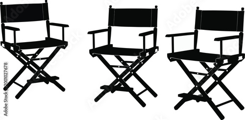 director s chairs silhouette on white background