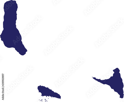 Comoros Islands Map: A simplified silhouette outline, representing the Comoros islands with a minimalist and easily recognizable design.