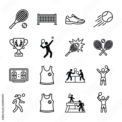 Collection of vector icons for tennis sports and equipment with sports icon racket ball competition equipment collection illustration recreation activity