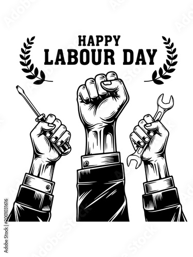 Labour Day, Happy Labour Day, Fist Pump, Workers Day, Celebration Vector