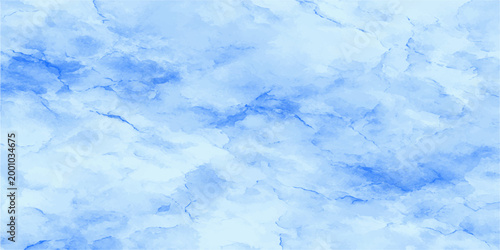 Abstract watercolor painting of a cloudy sky, with soft textures and gradients of blue create a sense of calm.