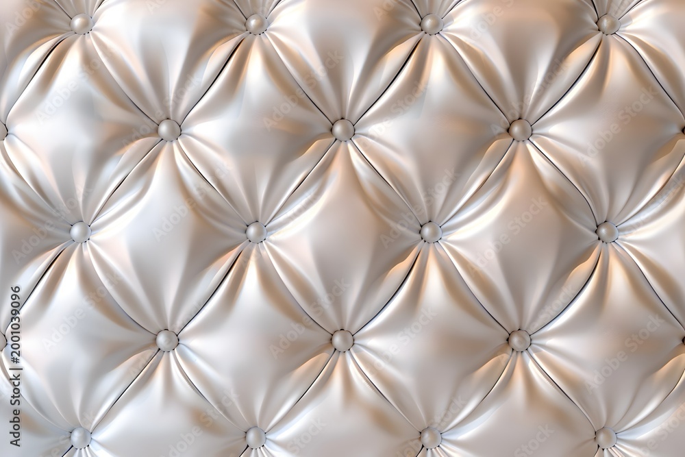 Obraz premium Elegant white tufted fabric with diamond stitching and soft, draped folds.