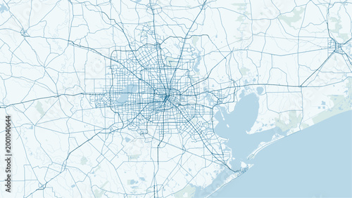 Modern minimalist vector map of Houston, Texas. High-quality SVG illustration of Houston city grid, highway loops, and urban layout for posters and architectural design.