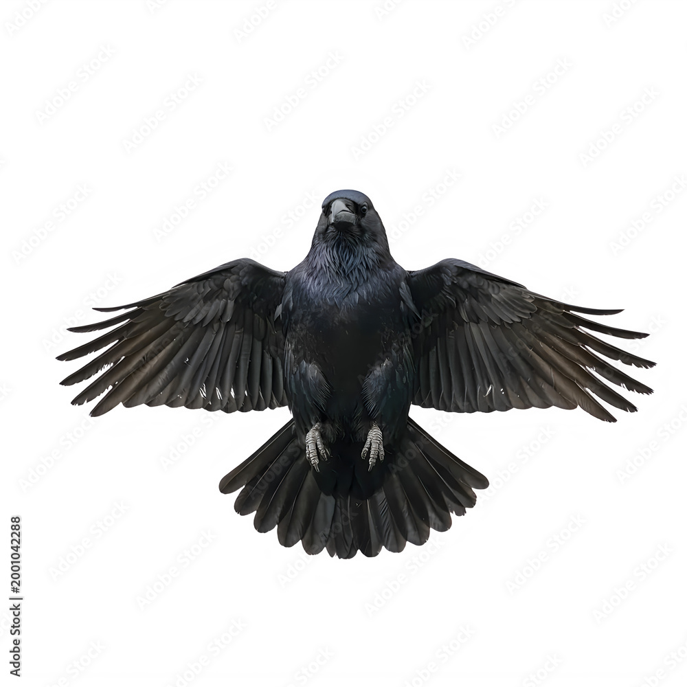 Obraz premium Blackbirdwithoutstretchedwingsisolatedontransparentbackground transparent background