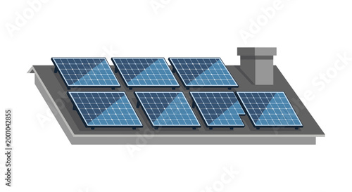 A vector graphic illustration of a solar panel array with a chimney