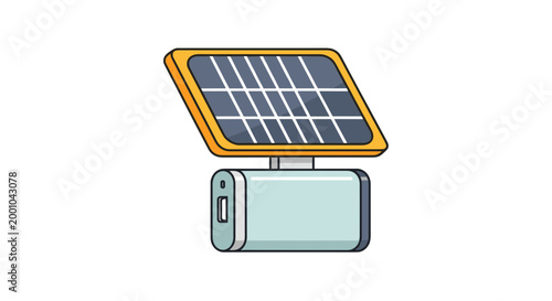 A vector graphic illustration of a solar panel and battery