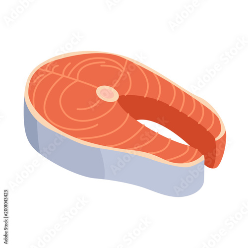 Tableau sur toile Fresh Salmon Steak Slice Isolated on White