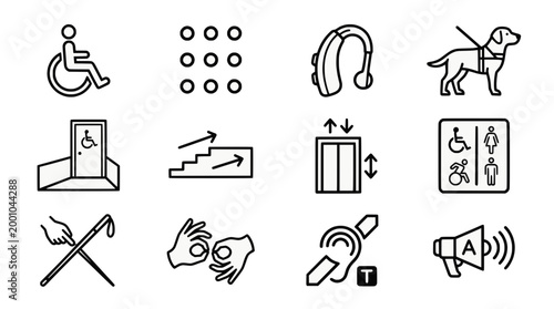 Accessibility and Disability Line Icons Set for Inclusive Design