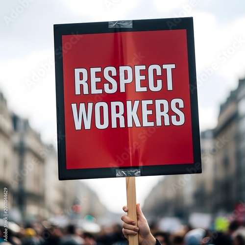Respect workers protest sign a call for dignity and fair treatment