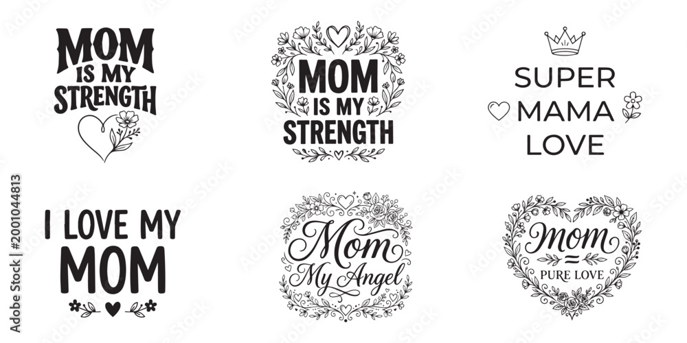 Obraz premium Mom t shirt designs floral handwritten typography for mother's day