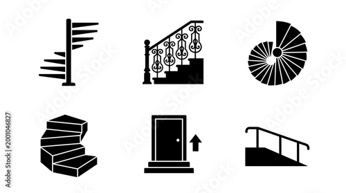Diverse Icon Set for Stairs Ramps and Doors - Navigation and Accessibility