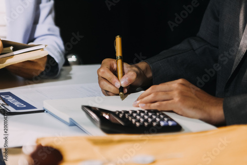 Bild auf Leinwand Consultation and conference of professional businesswoman and Male lawyers working and discussion having at law firm in office