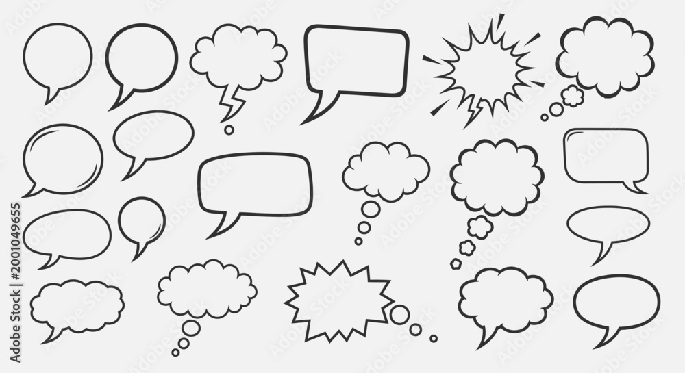 Fototapeta premium Various Speech Bubbles and Thought Clouds.