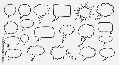 Various Speech Bubbles and Thought Clouds.