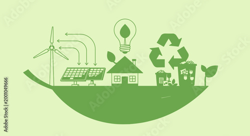 Eco Friendly Green Energy Concept Illustration.