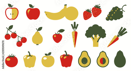 Variety of Fresh Colorful Fruit and Vegetables.