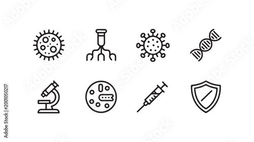 Set of medical and science icons for healthcare and research