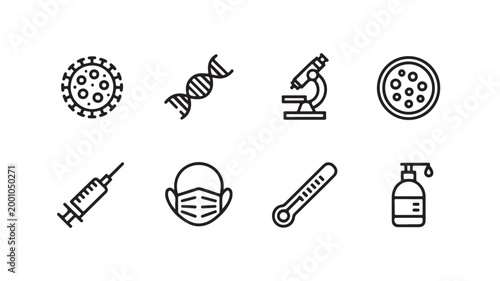 Set of medical and science icons for healthcare and research