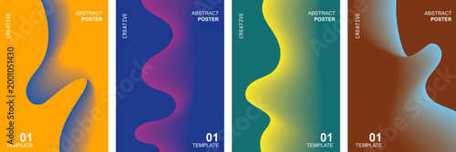 Abstract Gradient Waves Set, Futuristic Poster Templates with Vibrant Flowing Wave Patterns, Modern Creative Graphic Design Backgrounds, Vector Illustration.
