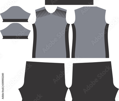 Grey and Charcoal Sports Jersey Template with Shoulder Halftone Pattern Design