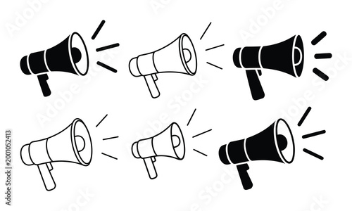 Megaphone icon representing promotion, advertising, marketing announcement, public communication, brand awareness, and loud message broadcasting