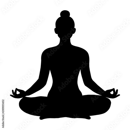 Yoga Meditation Silhouette – Woman in Lotus Pose Minimal Vector