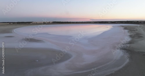 Pink Salt Lake at Sunset – Outback Australia Landscape – 4K
