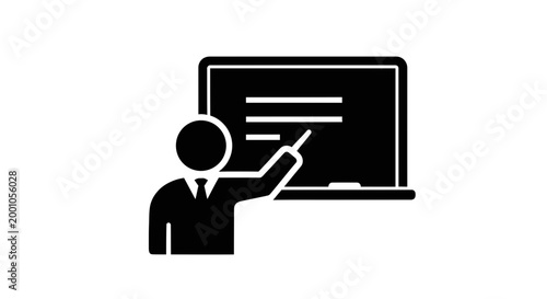 Teacher giving a lesson a black silhouette icon depicting education and instruction