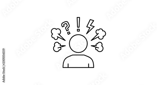 Overwhelmed mind a simple line drawing representing mental stress and emotional turmoil