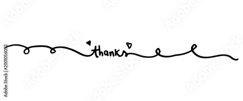 Handcrafted “Thanks” Wavy Organic Lettering for Greeting Cards in Black Ink