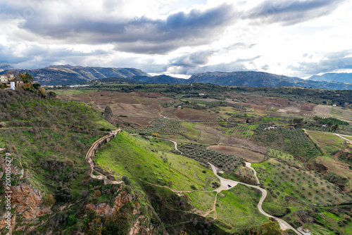 View from Ronda cliff,medieval and historic city of Malaga, Andalusia, Spain