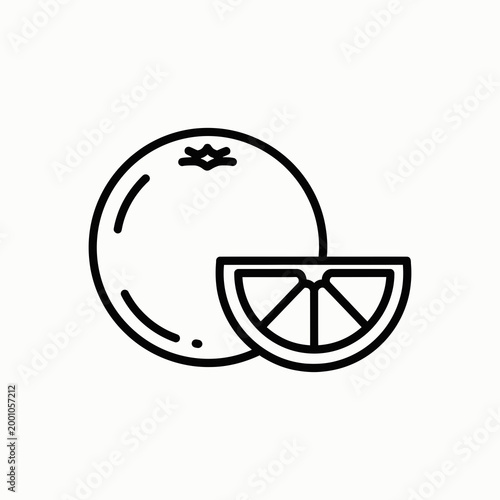 Simple lemon slice and whole icon isolated on white background