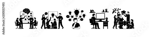 Set of hand-drawn doodle icons illustrating mobile education, e-learning apps, and online study interfaces on smartphones. Ideal for digital learning and educational technology concepts.