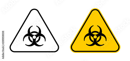 Biohazard warning sign icon with biological hazard symbol. Industrial Hazard safety signage for dangerous materials, contamination risk, laboratory safety and workplace compliance