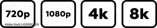 Video Resolution Quality Labels Icon Set