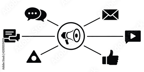 Social campaign icon symbolizing promotional messaging, awareness drives, audience engagement, social networking, digital advertising, and coordinated communication efforts