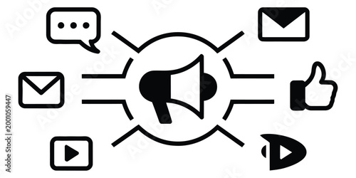 Social campaign icon representing digital marketing outreach, community engagement, awareness promotion, online advocacy, brand communication, and public message broadcasting