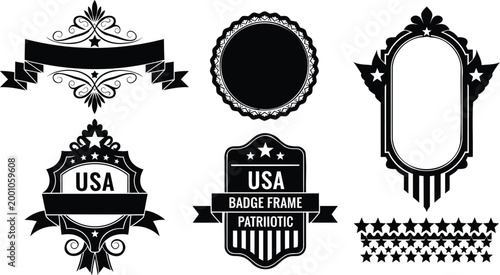 Patriotic emblems and frames with usa and stars vector illustration.