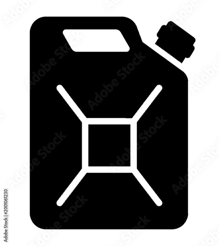 Jerrycan silhouette vector icon isolated on white background. Black fuel canister for gasoline and diesel storage. Petrol container symbol for automotive transport, energy industry and equipment
