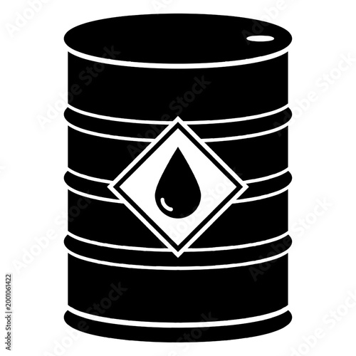 Oil barrel silhouette isolated on white. Oil drum, petroleum spill, stacked storage container. Icon for fossil fuel industry, global energy crisis, fuel embargo, sanctions, commodity trade