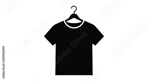Black t shirt silhouette on hanger minimalist fashion iconography