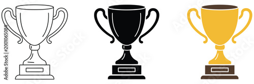 Trophy cup icon vector illustration representing achievement, victory, success award, competition ranking, excellence recognition, and milestone accomplishment