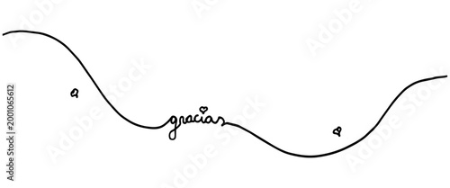 Lettering “Gracias” hecho a mano con trazo orgánico ondulado para tarjetas de saludo en tinta negra