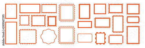 Wavy zigzag rectangle frames set representing decorative borders, abstract geometric shapes, modern design