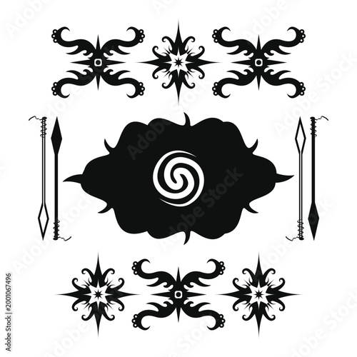 borneo dayak eggplant flower symbol tattoo ornament icon