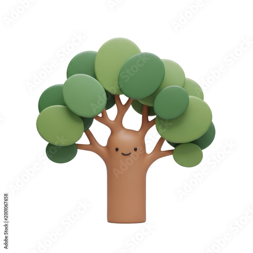 Cute cartoon tree with smiling face