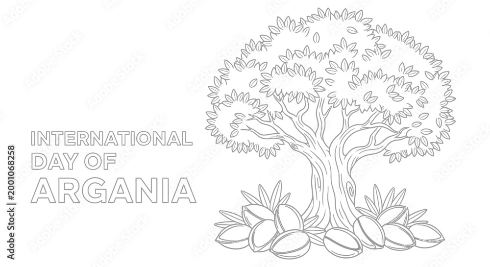 Obraz premium argania tree illustration with international day text high quality professional detailed