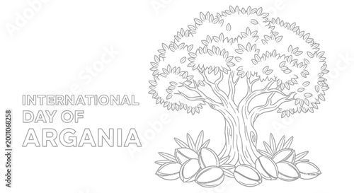 argania tree illustration with international day text high quality professional detailed