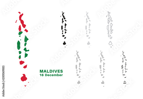 Εκτύπωση καμβά Set of isolated maldives maps